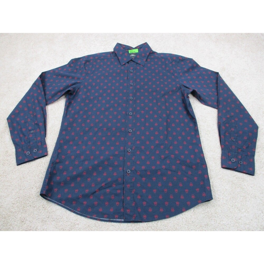 Rodd & Gunn Shirt Men Medium Blue Red Floral Cotton Sport Fit Button Up Casual